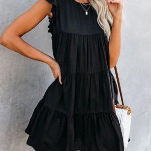 Pocket Tiered Ruffled Mini Dress.